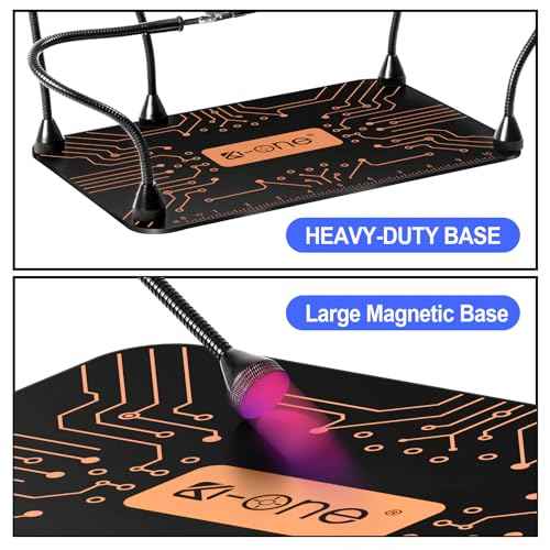 KOONE Helping Hands Soldering Station, Soldering Kit, Magnetic Third Hand Soldering Tool 4 Flexible Arms Helping Hands for Electronic Repair Soldering Jewelry Crafts Welding