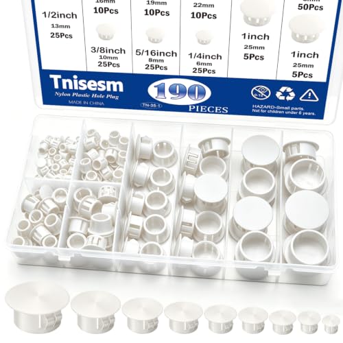 White Nylon Plastic Hole Plugs Set 190Pcs 9 Sizes Panel Knockout Locking Caps