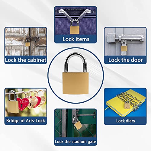 XFJSAK 2 Pack Small Gold Keyed Padlocks 32mm, Durable Alloy Lock for Luggage & Lockers