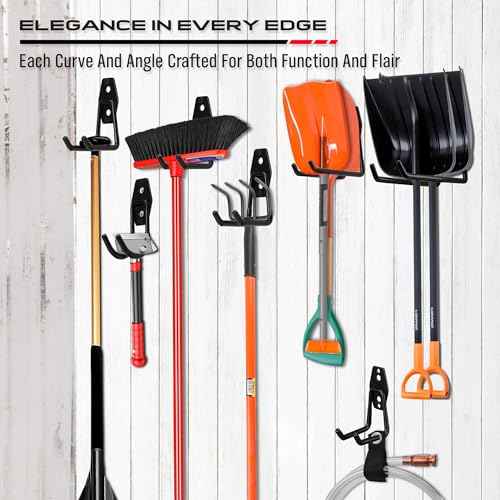 Garage Tool Storage Wall Hook Assortment Set: 15PCS Heavy Duty Large Hanger Garden Tool Organizer Ladder Bike Rack Yard Tool Holder Shed Shovel Metal Screw Organization Bicycle Steel Bracket