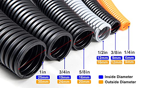 ZhiYo 100 FT Black 1/4" Wire Loom Split Tubing Auto Wire Conduit