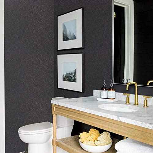 15.7" X 118" Black Silk Wallpaper Embossed Self Adhesive Peel and Stick Wallpaper Contact Paper Removable Waterproof Kitchen Vinyl Wrap Cabinet Furniture Textured Renter Friendly Wall Gift Paper