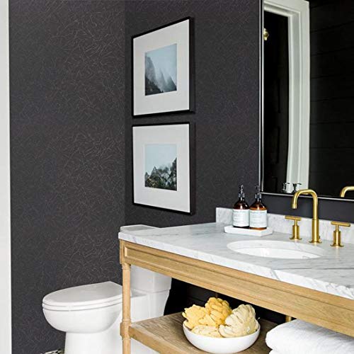 Abyssaly Black Peel and Stick Wallpaper 15.7 x 118 Inches - Removable Self Adhesive Contact Paper for Walls & Surfaces