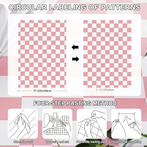 Amiya Pink Checkered Peel and Stick Wallpaper, 17.3 x 120 Inches - Vintage Mosaic Contact Paper