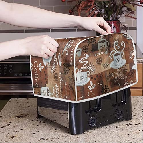 JEOCODY Two-Slice Coffee Theme Toaster Cover with Handle – Wide Slot, Dust Protection