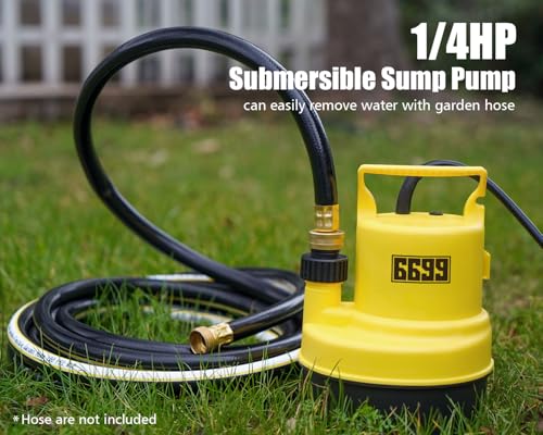 6699 1/4 HP Submersible Utility Pump 1500 GPH Water Transfer Pump Thermoplastic