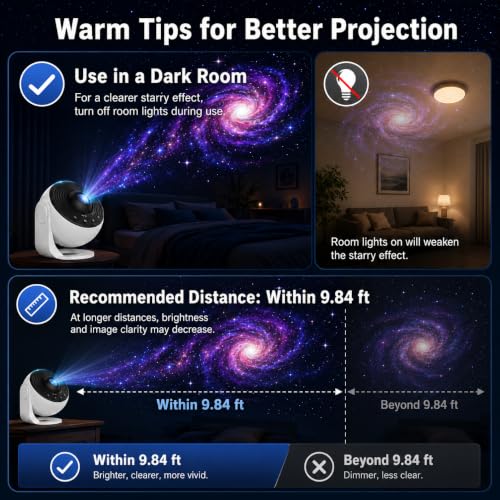 Fussion White Galaxy Projector Night Light 13-in-1 Star & Planetarium for Bedroom
