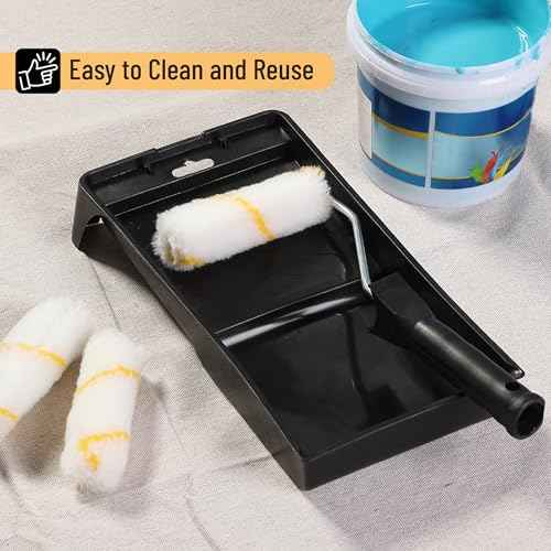 Bates- 4 Inch Paint Roller Kit, 11 pcs, Small Paint Roller Kit, 1x Plastic Paint Tray, 1x Roller Frame & 9X Microfiber Covers