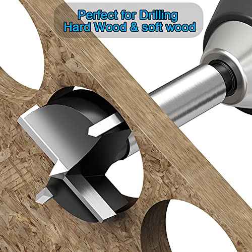 3/4 Inch Carbide Forstner Drill Bit, Carbide Tipped Forstner Bit for Hard Wood, Wood Drilling Bit Woodworking Hinge Cutter Tool Kits for Wood Plywood Plastic