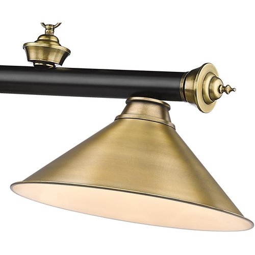 Z-Lite 2306-3MB-RB-RB15 Cordon Billiard Pendant, 3-Light 180 Total Watts, Matte Black & Rubbed Brass