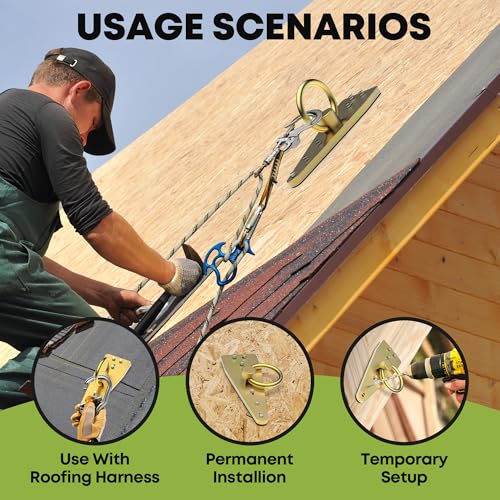 Bull Ring Reusable Roof Safety Anchor | Heavy-Duty Fall Protection Anchor | Zinc Plated Steel Roofing Anchor | Permanent Roof Anchor for Wooden Structures