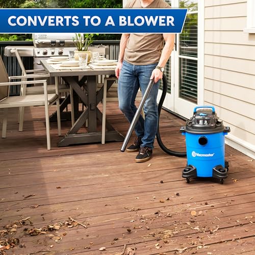 Vacmaster 5-Gallon Wet Dry Vacuum Cleaner with 3 Peak HP, Blue