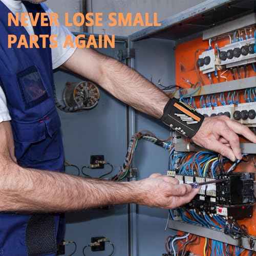 Magnetic Wristband for Tools, Screws, Nails and Drill Bits, Magnetic Wrist Band Made from 15 Strong Magnets, Wrist Magnetic Screw Holder, Tool Gifts for Men, Dad, Husband, Grandpa, Handyman