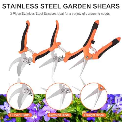3 pcs garden shears Stainless steel Gardening scissors Pruning shears for gardening For pruning scissors flowers fruit trees