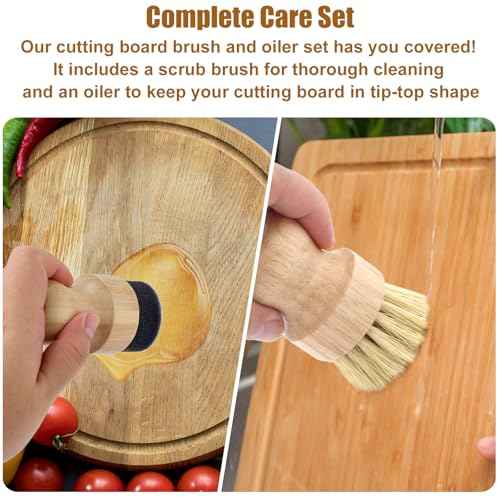 Wood Cutting Board Oil Applicator & Brush, Butcher Block Food Grade Mineral Oil Wax Applicator Conditioner for Scrapers Bowls Spoons Cleaning and Washing (Wood Color)