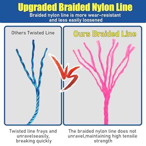 LURKA Mason Line String,#18 540 Feet Braided Construction Nylon Line with 5 Built-in Levels and Spool Fluorescent String Line for Precision Work, DIY, and Gardening (Fluorescent Pink)