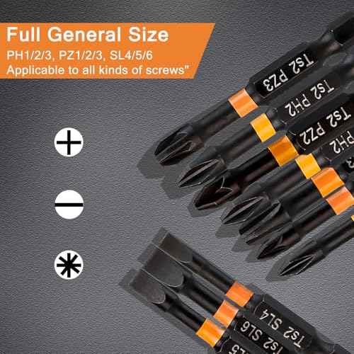 Magnetic Drill Bits - 10 Pack Mixed, Screwdriver Bit Set with S2 Alloy Steel, Impact Driver Tips for Standard Drills, Flat, Cross, PZ Tips for DIY/Pro Use
