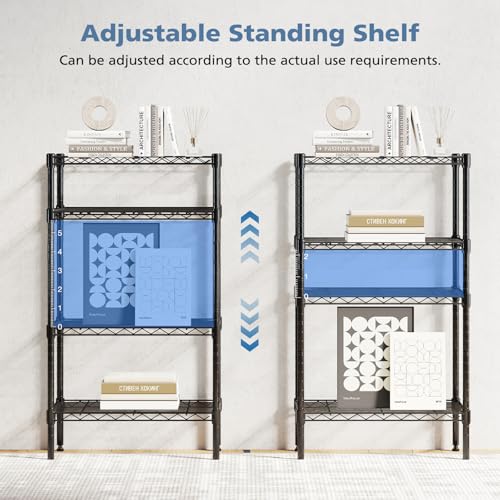 DUMOS 4-Tier Metal Storage Shelving Unit - Heavy Duty Adjustable Wire Rack, 23.3" Wide