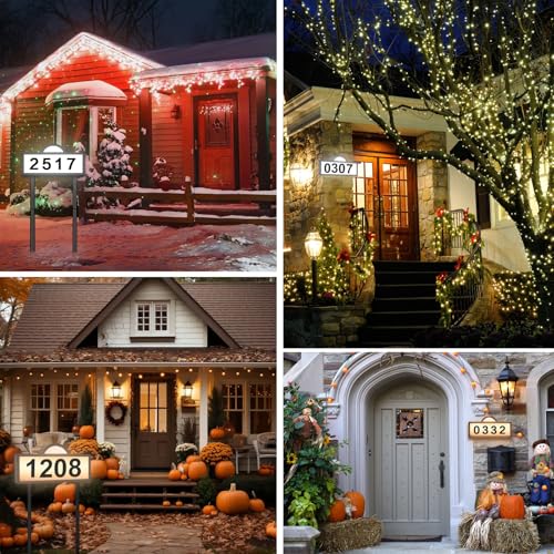 Outdoor Solar House Number Sign with LED Illumination - Waterproof Yard Address Display