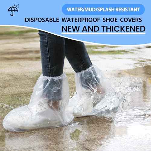 10 Pairs Waterproof Shoe Covers for Rain - Disposable Plastic Rain Shoe Covers - Non-Slip Indoor Outdoor Rain Cover for Shoes,Plastic Overshoes for Men Women -Water Proof Boot Protector ? Clear