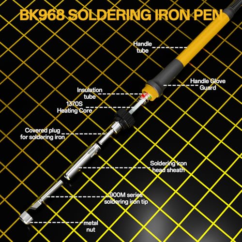 Bakon BK968 Soldering Station, 90W Soldering Station kit with 5 Soldering Iron Tip,Integrated Ceramic Heating Core, Temperature Range 392¢µ~896,Automatic Sleep Mode