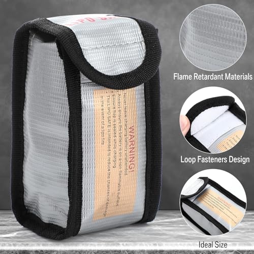 Aliceset 8 Pcs Lipo Battery Bag Lithium Battery Storage, Fireproof and Explosion Proof Bags Guard Safe Pouches 125 mm for Charging Home Travel Office Supplies