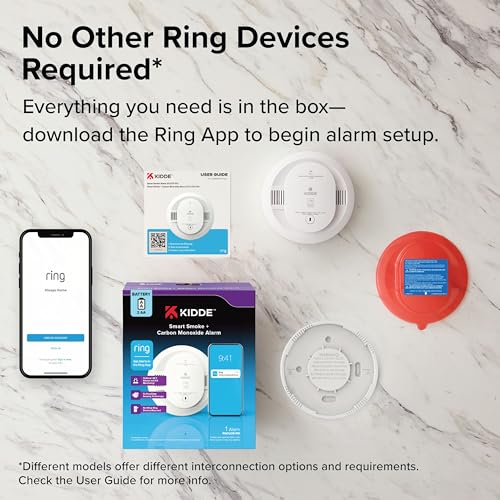 Kidde Smart Smoke & CO Detector with Ring, AA Battery Powered, RGCUDR-RW