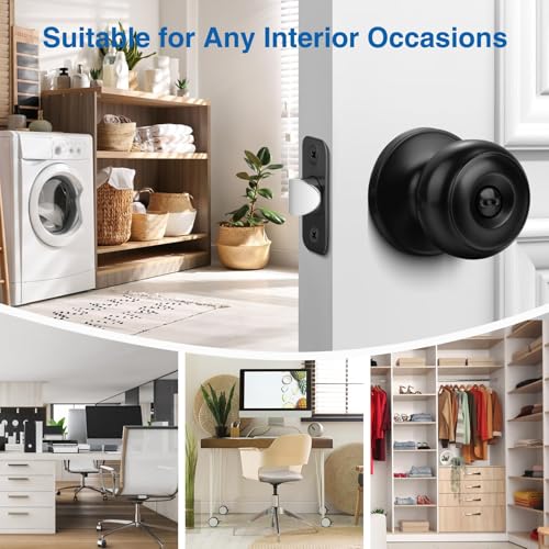Matte Black 10 Pack Privacy Door Knobs with Lock - Reversible Interior/Exterior Lockset
