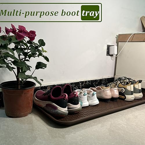 FDGARDEN Brown 2-Pack Large Multifunctional Boot Tray 30 x 15 in — Indoor/Outdoor