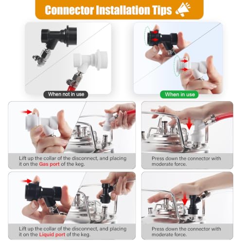 Wellbom 3ft Beer Line & 5ft CO2 Gas Line Kit with Ball Lock Keg Connectors
