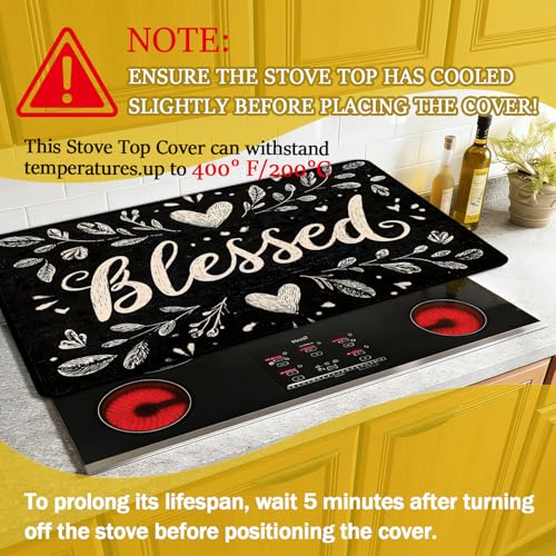 Blessed 28x20 in Glass Top Stove Cover Protector (Variation: Blessed) – Heat-Resistant Rubber Cooktop Pad