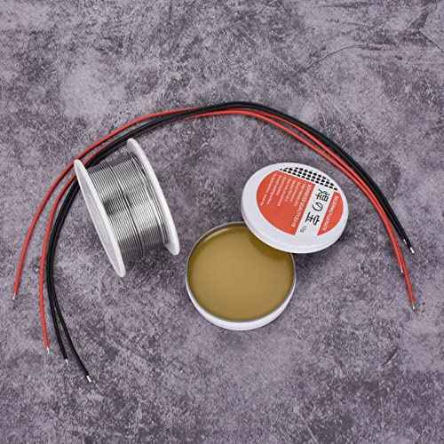 AccEncyc Solder Core Wire and Rosin Paste Flux Kit Tin Lead Rosin Core Solder Wire & Rosin Paste Flux for Electrical Soldering 60-40 (0.8mm, 50g)