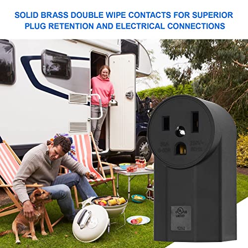 NEMA 6-50R Receptacle 2-Pole 3-Wire Surface Mount 250V 50A UL Listed – Black (NEMA 6-50R) micmi