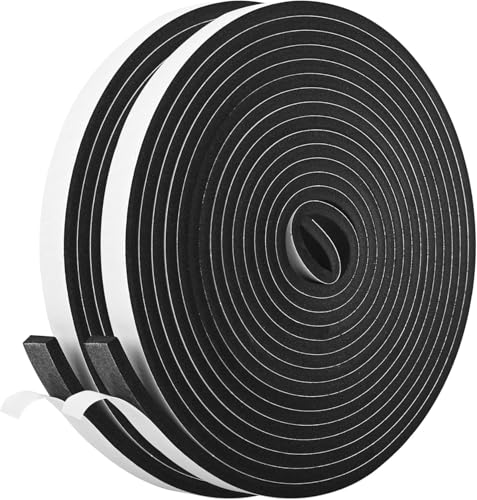 Kikerike Self Adhesive Foam Weatherstripping 1/2in x 1/4in x 42Ft for Doors & Windows