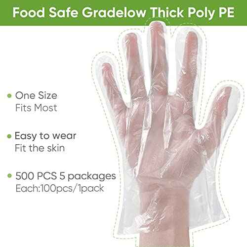 Disposable Food Prep Gloves - 500 PCS Disposable Plastic Gloves forFood Safe , Food Handling, Cooking£¬One Size Fits Most