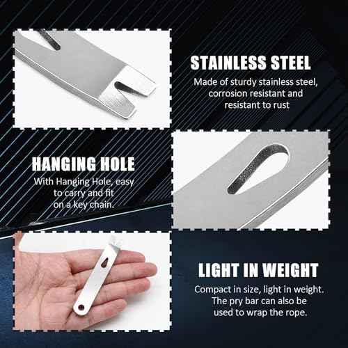 Zorfeter 4 Pcs Mini Pry Bar, Pocket Stainless Steel Pocket Crank Crowbar Small Prybar EDC Tool Survival Opener, 3 Inch Length