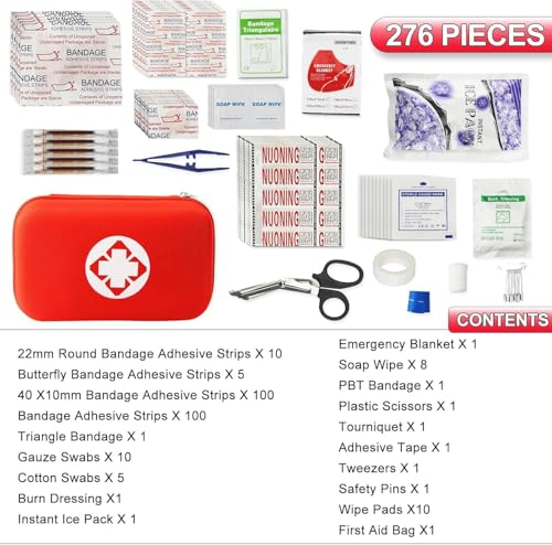 Red 276PCS Car & Home First Aid Kit - Compact Emergency Medical Supplies