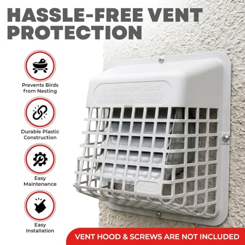 Deflecto White 3-4in Outdoor Vent Bird Guard | Fits 3-4 Inch Dryer/Bathroom Vents