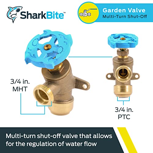 SharkBite 3/4 in. PTC x 3/4 in. MHT Brass Garden Valve - Multi-Turn, Push Connect
