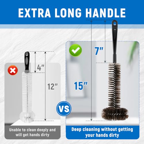Ullnosoo 2 Pack Garbage Disposal Cleaner Brush — Extra-Long 15in 3D Nylon Bristle, Universal Fit