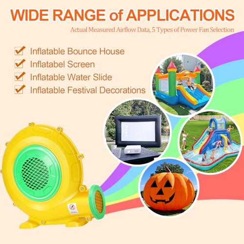 ZAFIED 550W/0.74HP Commercial Bounce House Blower with Double-Sided Fan - Fast Inflation for Inflatable Castles and Slides