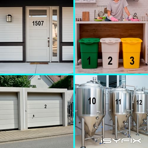 iSYFIX 10 Inch Black Vinyl Number 1 Stickers - 6 Pack Self-Adhesive House Numbers