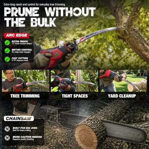 EZARC 15 Inch / 3 Reciprocating Saw Blades - 6 TPI Pruning & Cutting Pack