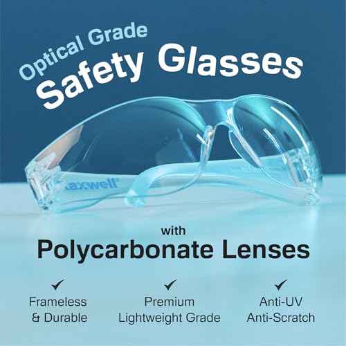 Raxwell Clear Safety Glasses, ANSI Z87.1, Wraparound, Anti-Scratch, Impact-Resistant, Eye Protection for Work & DIY
