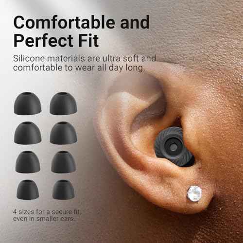 Motorcycle Ear Plugs Wind Noise, Concert Ear Plugs Hearing Protection, 25-30dB Noise Reduction Silicone Earplugs for Concerts, Sleep, Motorcycle, Work, 8 Eartips, Black