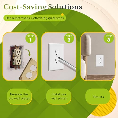 TG Mid-Size Decorative Duplex Outlet Wall Plate Cover 10 Pack White - Modern Design