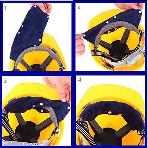 Hard Hat Sweatband, Cotton Hard Hat Liner, Reusable Hardhat sweatbands(Blue
