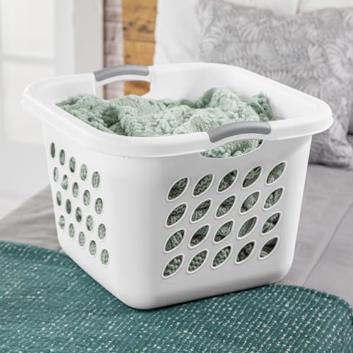 PEtbon 1.5 Bushel Square Laundry Basket White with Handles