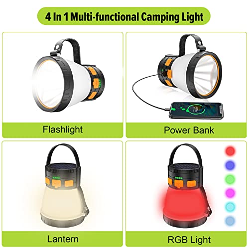 iToncs Rechargeable Camping Lantern 1500LM with 8 Lighting Modes, Orange & Black