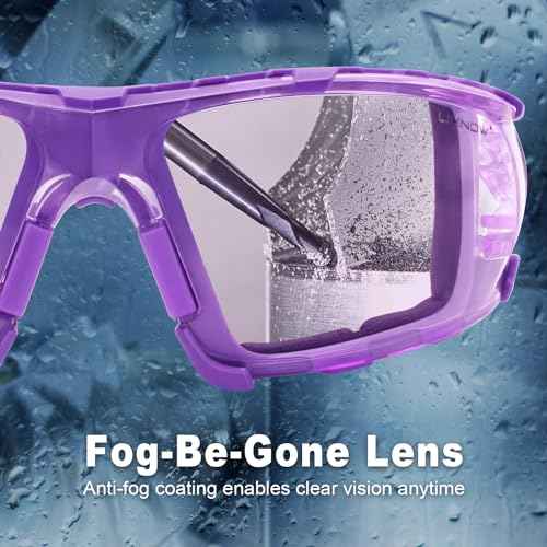 UKNOW Safety Glasses - Anti Fog Wraparound Lenses - Removable Foam Gasket - ANSI Z87.1 Protective Eyewear - Impact Resistant